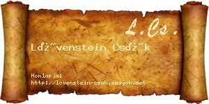 Lövenstein Csák névjegykártya